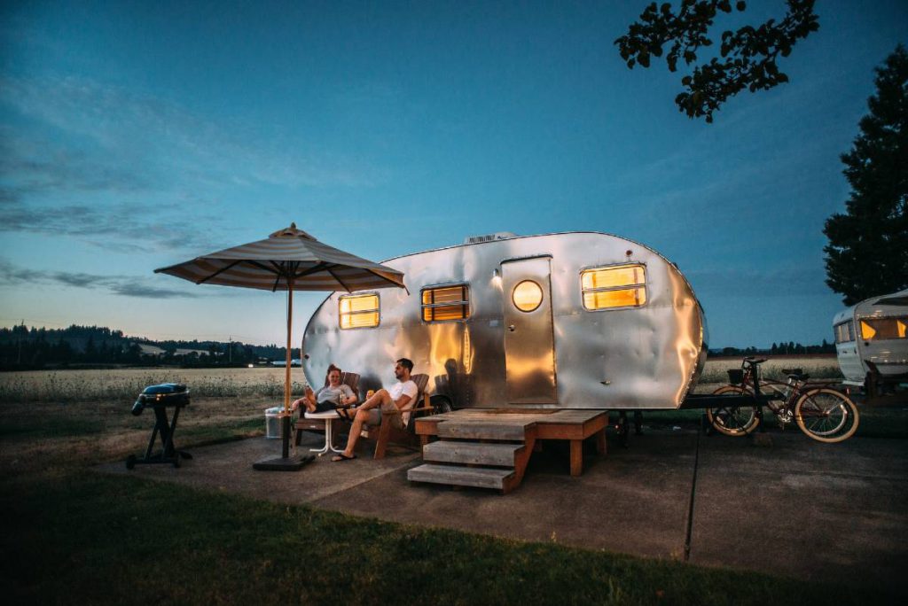 camping and caravanning with a caravan