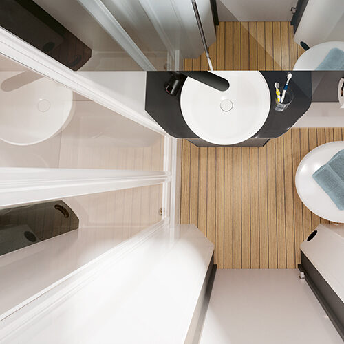 Rear bathroom in two new Hobby Prestige low-profile motorhomes