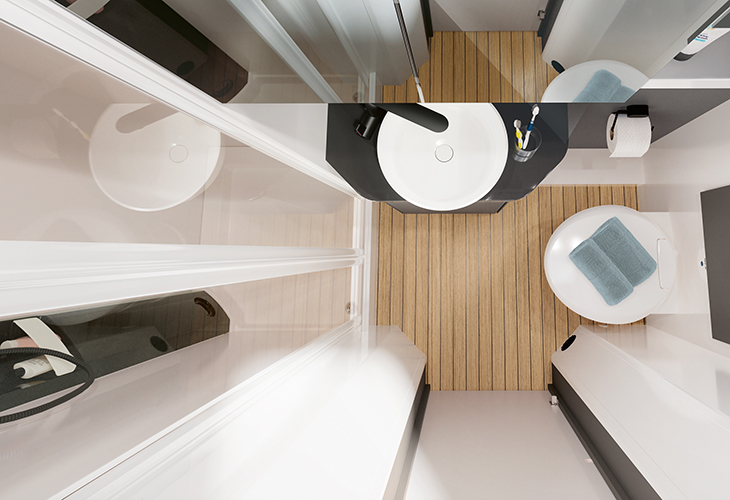 Rear bathroom in two new Hobby Prestige low-profile motorhomes