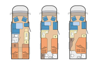 Rear bathroom in two new Hobby Prestige low-profile motorhomes