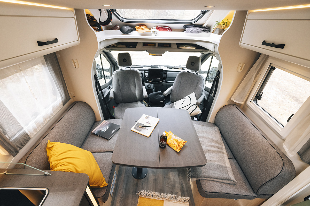 Unlimited Sunlight UNLTD motorhome with face-to-face seating group for outdoor enthusiasts